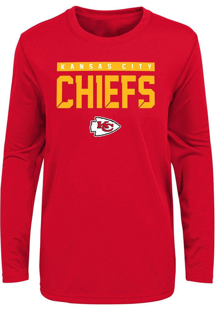 Outerstuff Kansas City Chiefs Youth Red Training Camp Long Sleeve T-Shirt, Red, 100% POLYESTER, Size L, Rally House