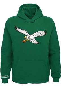 Mitchell and Ness Philadelphia Eagles Youth Kelly Green Retro Logo Long Sleeve Hoodie