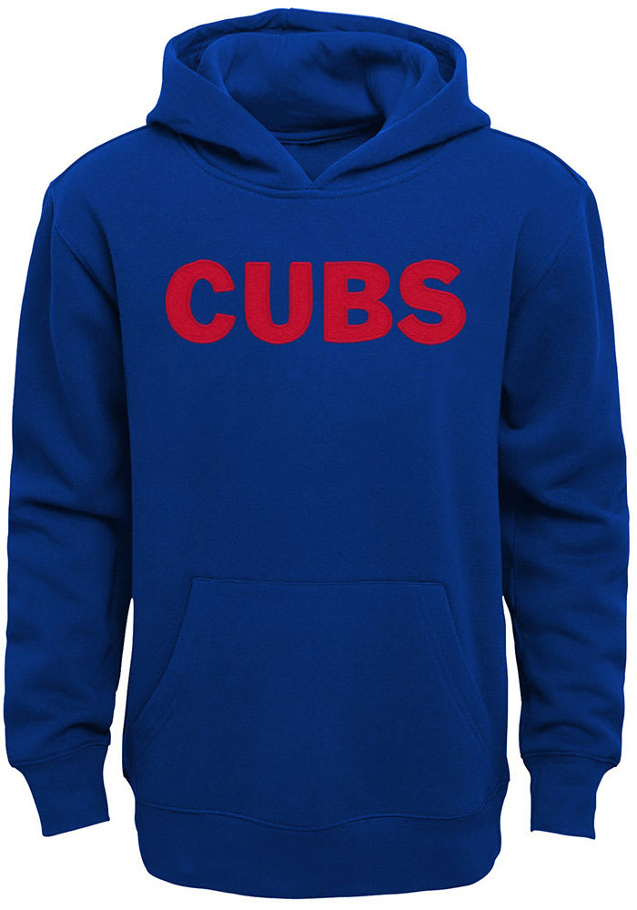 Chicago Cubs Boys Blue Wordmark Long Sleeve Hooded Sweatshirt