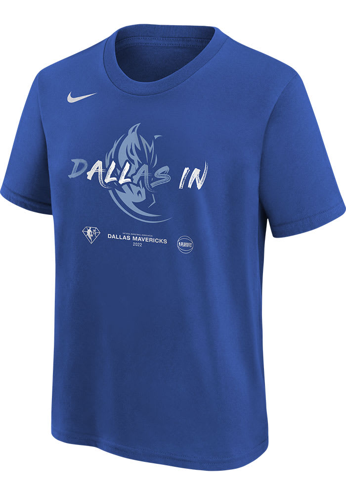 Nike Dallas Mavericks Youth Blue 2022 Playoff Participant Mantra Short Sleeve T-Shirt