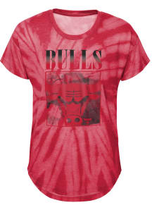 Chicago Bulls Girls Red In The Band Tie Dye Short Sleeve Fashion T-Shirt