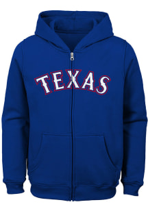 Texas Rangers Boys Blue Wordmark Long Sleeve Full Zip Hooded Sweatshirt