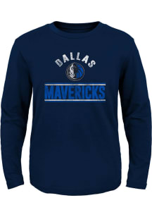 Dallas Mavericks Youth Navy Blue Double Bar Long Sleeve T-Shirt