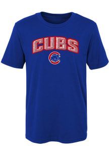 Chicago Cubs Boys Blue Faux Stitch Short Sleeve T-Shirt