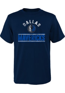 Dallas Mavericks Youth Navy Blue Double Bar Short Sleeve T-Shirt