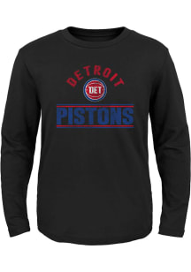 Detroit Pistons Boys Black Double Bar Long Sleeve T-Shirt