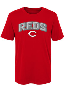 Cincinnati Reds Boys Red Faux Stitch Short Sleeve T-Shirt