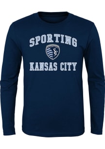 Sporting Kansas City Youth Navy Blue #1 Design Long Sleeve T-Shirt