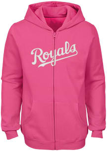 Kansas City Royals Girls Pink Wordmark Long Sleeve Full Zip Hooded Sweatshirt