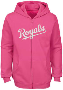 Kansas City Royals Girls Pink Wordmark Long Sleeve Full Zip Jacket