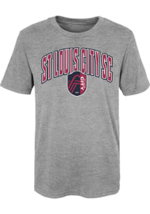 St Louis City SC Boys Grey Arched Strike Short Sleeve T-Shirt