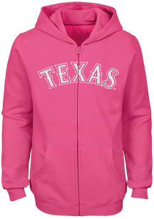 Texas Rangers Girls Pink Wordmark Long Sleeve Full Zip Jacket