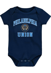 Philadelphia Union Baby Navy Blue #1 Design Short Sleeve One Piece
