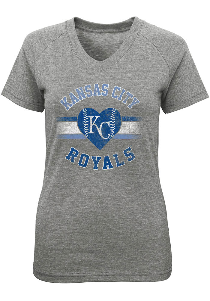 Kansas City Royals Girls Glitter Football Short Sleeve Fashion T