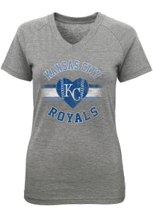 Kansas City Royals Girls Grey City Team Love Short Sleeve Fashion T-Shirt