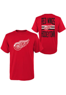 Detroit Red Wings Youth Red Slogan Back Short Sleeve T-Shirt