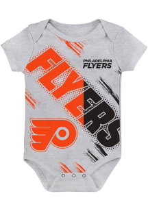 Philadelphia Flyers Baby Grey Dribbles Short Sleeve One Piece