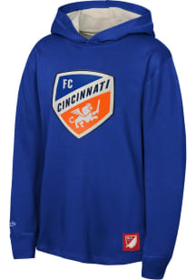 Mitchell and Ness FC Cincinnati Youth Blue Thermal Wordmark Long Sleeve Hoodie