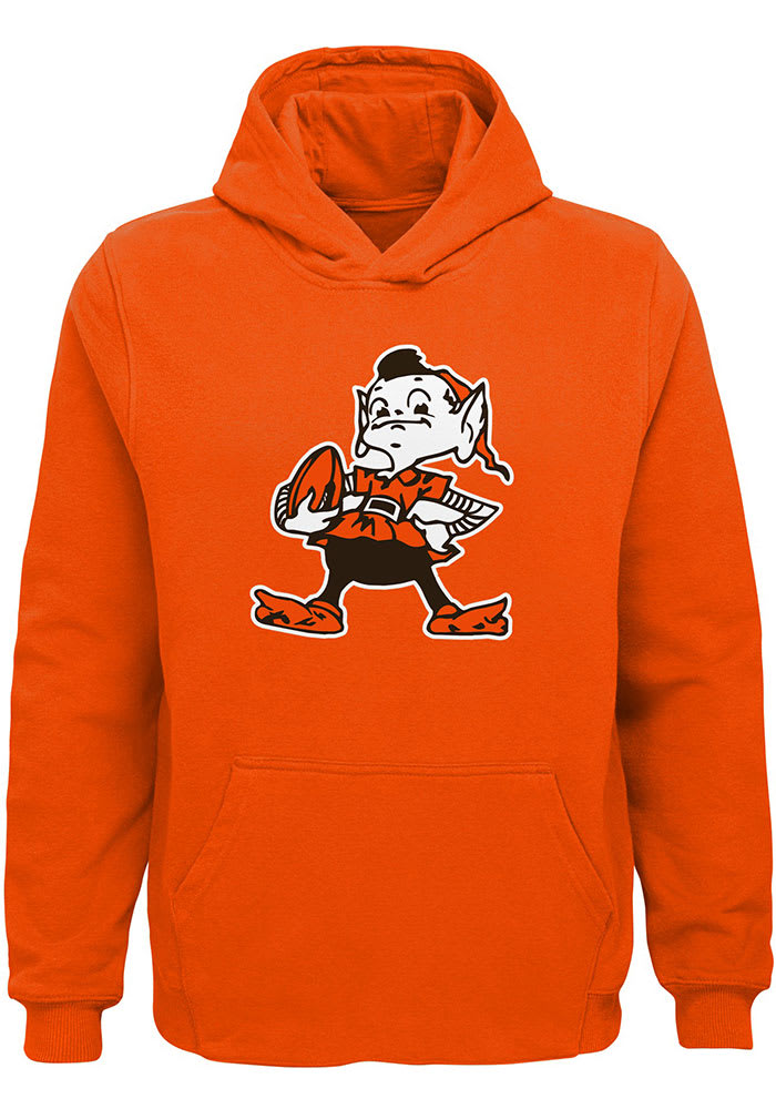 Brownie Outer Stuff Cleveland Browns Youth Orange Brownie Long Sleeve Hoodie, Orange, 100% Cotton, Size XL, Rally House