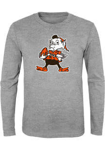 Brownie  Outer Stuff Cleveland Browns Youth Grey Brownie Long Sleeve T-Shirt