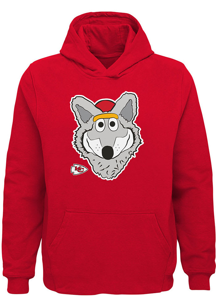 KC Wolf Outer Stuff Kansas City Chiefs Boys Red KC Wolf Headshot Long Sleeve Hooded Sweatshirt