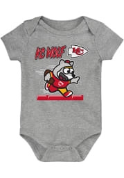Outer Stuff KC Wolf Kansas City Chiefs Baby Grey KC Wolf Game Player Short Sleeve One Piece