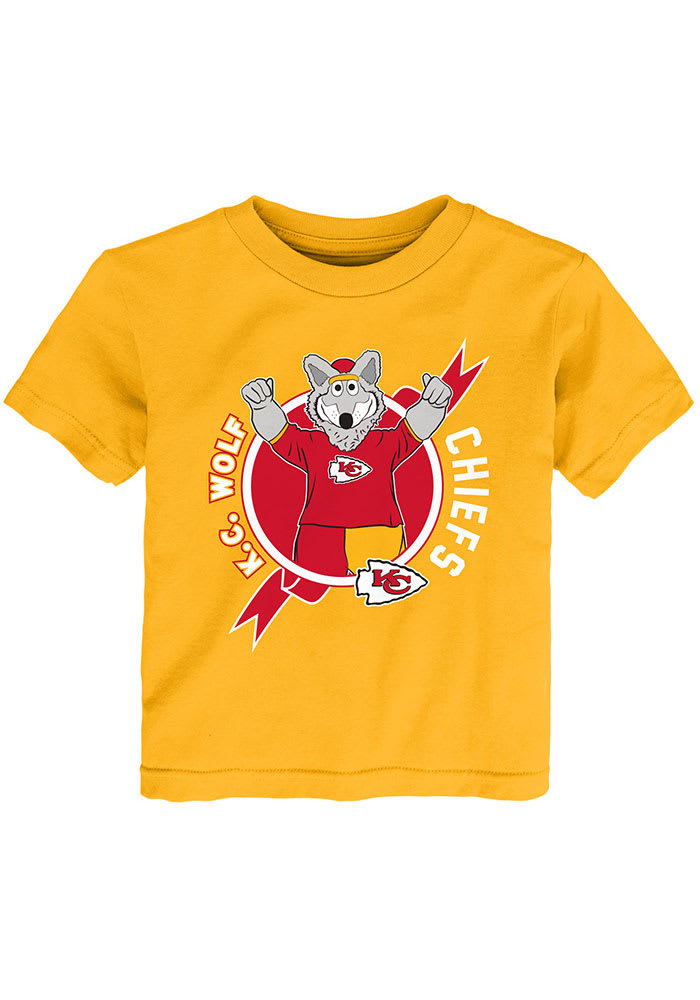 KC Wolf Outer Stuff Kansas City Chiefs Toddler Gold KC Wolf Ready To Play Short Sleeve T-Shirt