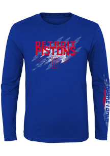 Detroit Pistons Boys Blue Game On Long Sleeve T-Shirt