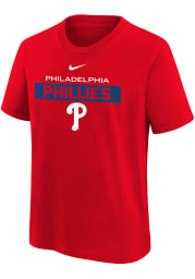 Nike Philadelphia Phillies Youth Red Team Issue Short Sleeve T-Shirt