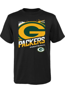 Green Bay Packers Youth Black Rowdy Short Sleeve T-Shirt