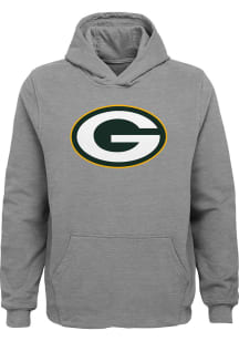 Green Bay Packers Youth Grey Primary Logo Long Sleeve Hoodie