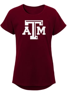 Texas A&amp;M Aggies Girls Maroon Primary Logo Dolman Short Sleeve Tee
