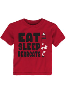 Cincinnati Bearcats Toddler Red Eat Sleep Short Sleeve T-Shirt