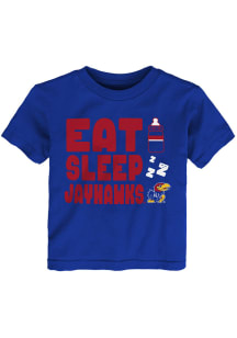 Kansas Jayhawks Toddler Blue Eat Sleep Short Sleeve T-Shirt