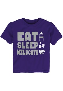 K-State Wildcats Toddler Purple Eat Sleep Short Sleeve T-Shirt