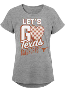 Texas Longhorns Girls Grey Go Love Dolman Short Sleeve Tee