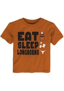 Texas Longhorns Toddler Burnt Orange Eat Sleep Short Sleeve T-Shirt