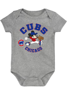 Chicago Cubs Baby Grey Defender Short Sleeve One Piece