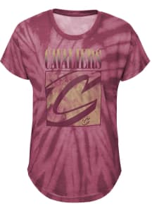 Cleveland Cavaliers Girls Maroon In The Band Tie Dye Short Sleeve Fashion T-Shirt