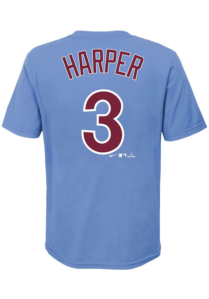 Bryce Harper Philadelphia Phillies Boys Light Blue Name and Number Short Sleeve T-Shirt