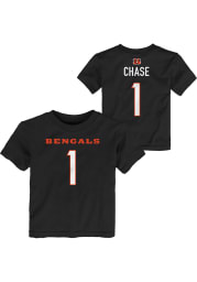 Ja'Marr Chase Cincinnati Bengals Toddler Black Name and Number Short Sleeve Player T Shirt