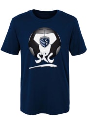 Sporting Kansas City Boys Navy Blue Slogan Ball Short Sleeve T-Shirt