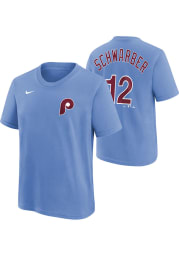 Kyle Schwarber Philadelphia Phillies Boys Light Blue NN Cooperstown Short Sleeve T-Shirt