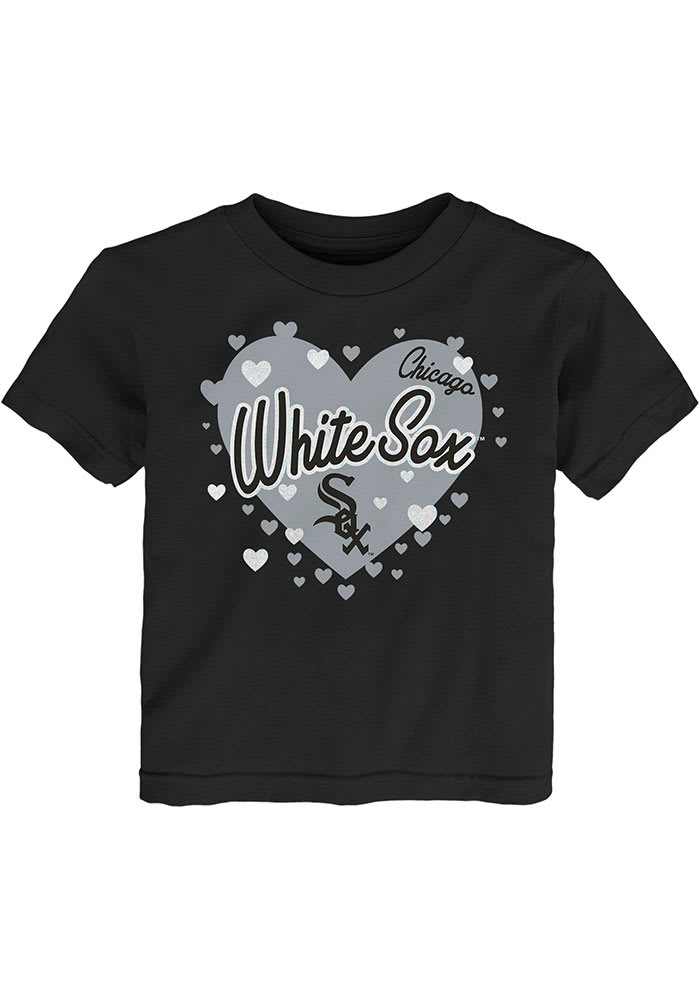 MLB Team Apparel Toddler Chicago White Sox Dark Pink Bubble Hearts T-Shirt