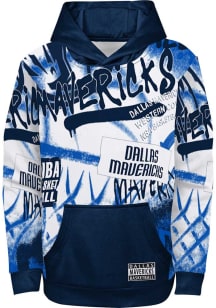 Dallas Mavericks Boys Navy Blue Spray Ball Long Sleeve Hooded Sweatshirt