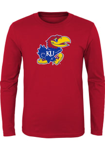 Kansas Jayhawks Boys Red Primary Logo Long Sleeve T-Shirt
