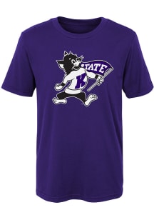 K-State Wildcats Boys Purple Standing Mascot Short Sleeve T-Shirt