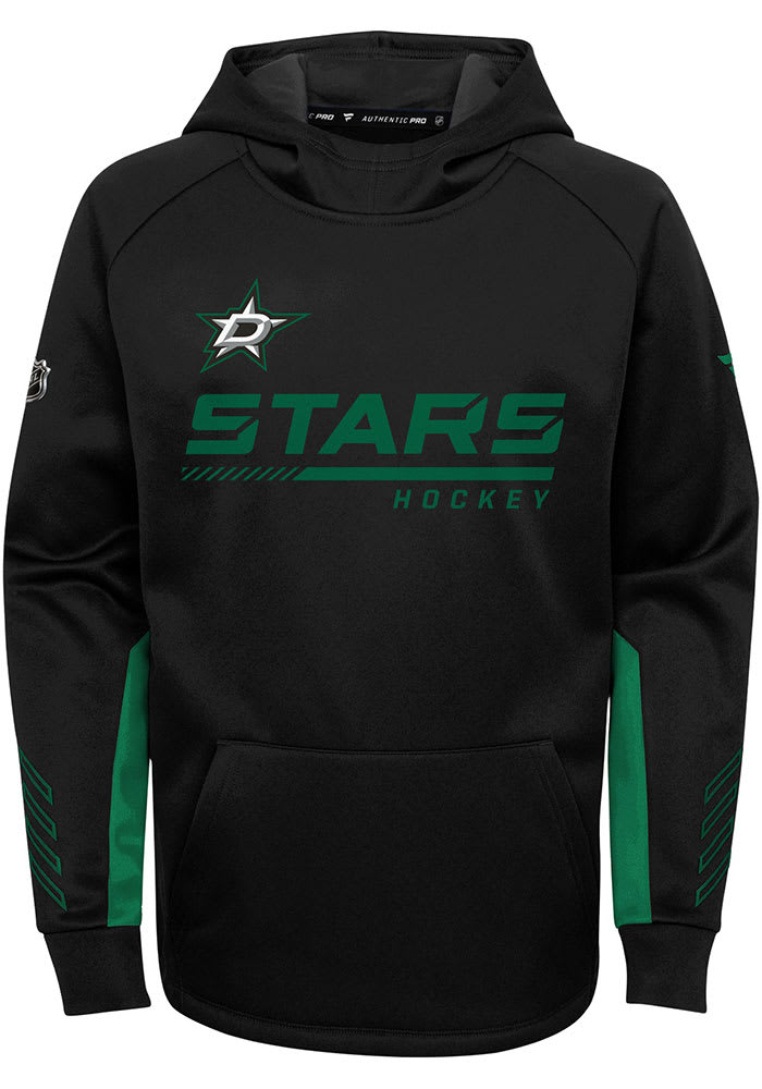 Dallas Stars Youth Black Authentic Pro Long Sleeve Hoodie