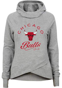 Chicago Bulls Girls Grey Bridge Funnel Long Sleeve Hooded Sweatshirt