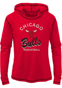 Chicago Bulls Girls Red Loud Fan Long Sleeve Hooded Sweatshirt